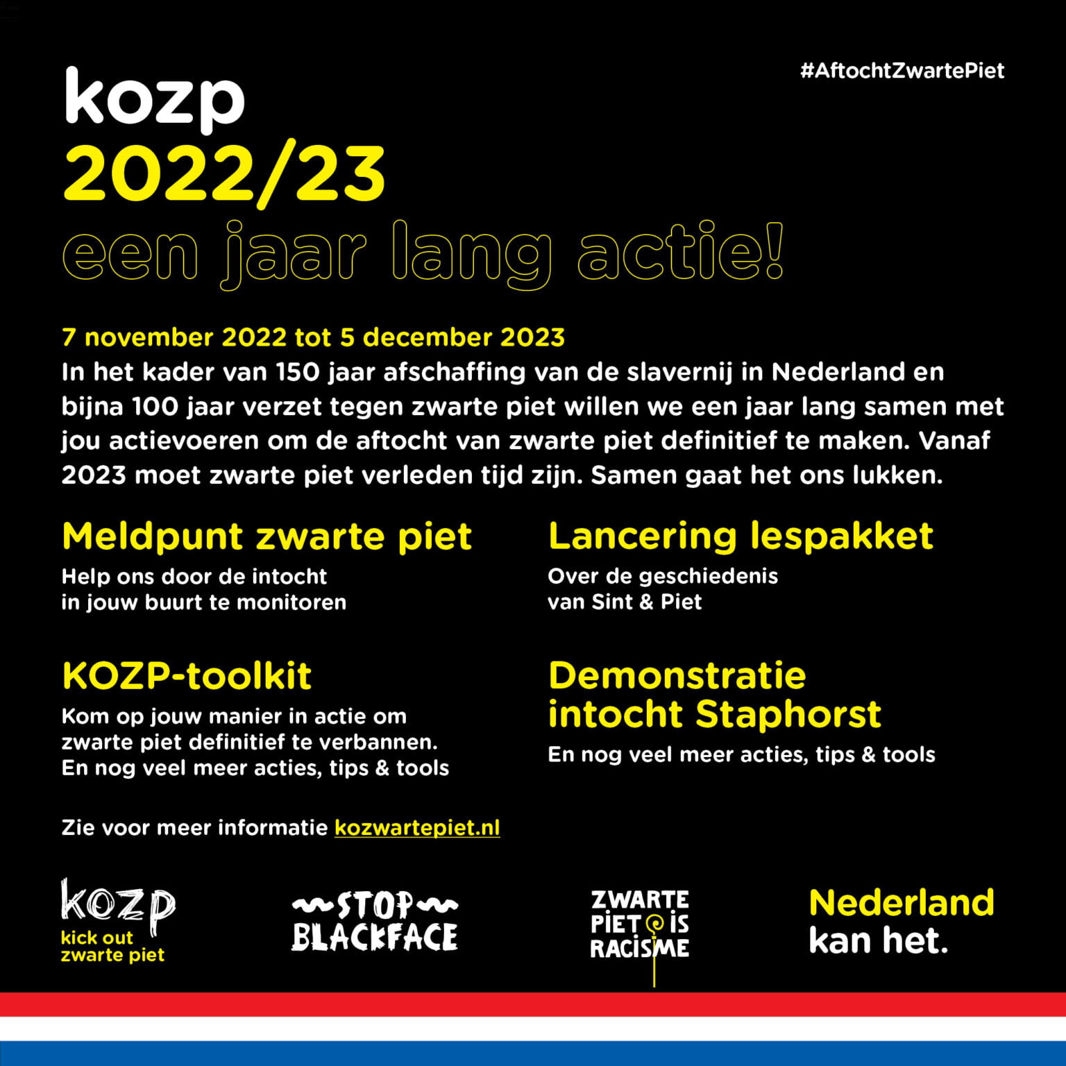 Kick Out Zwarte Piet: landelijke Acties 2022 – 2023