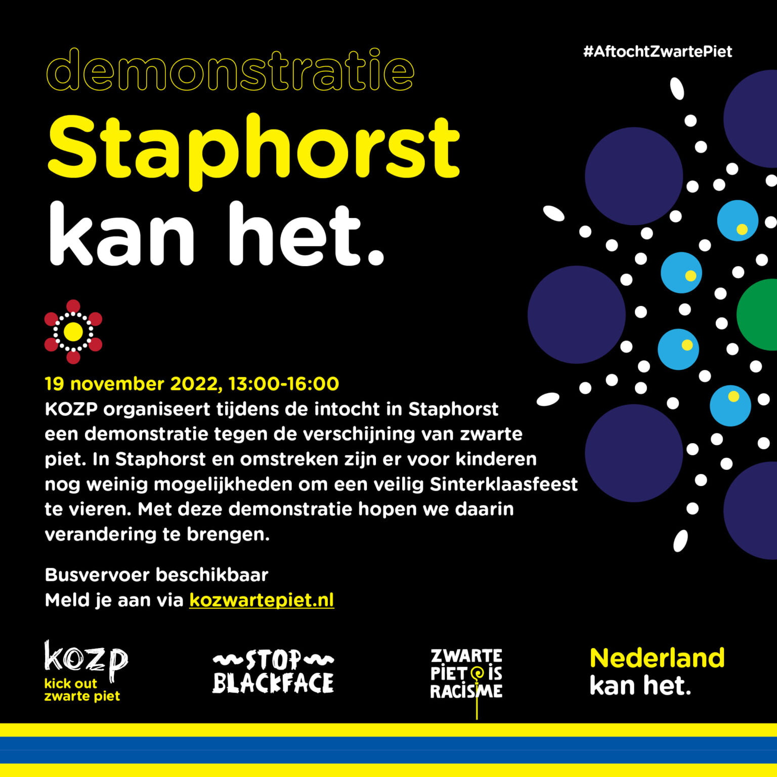Kick Out Zwarte Piet: Demonstratie tijdens intocht Staphorst